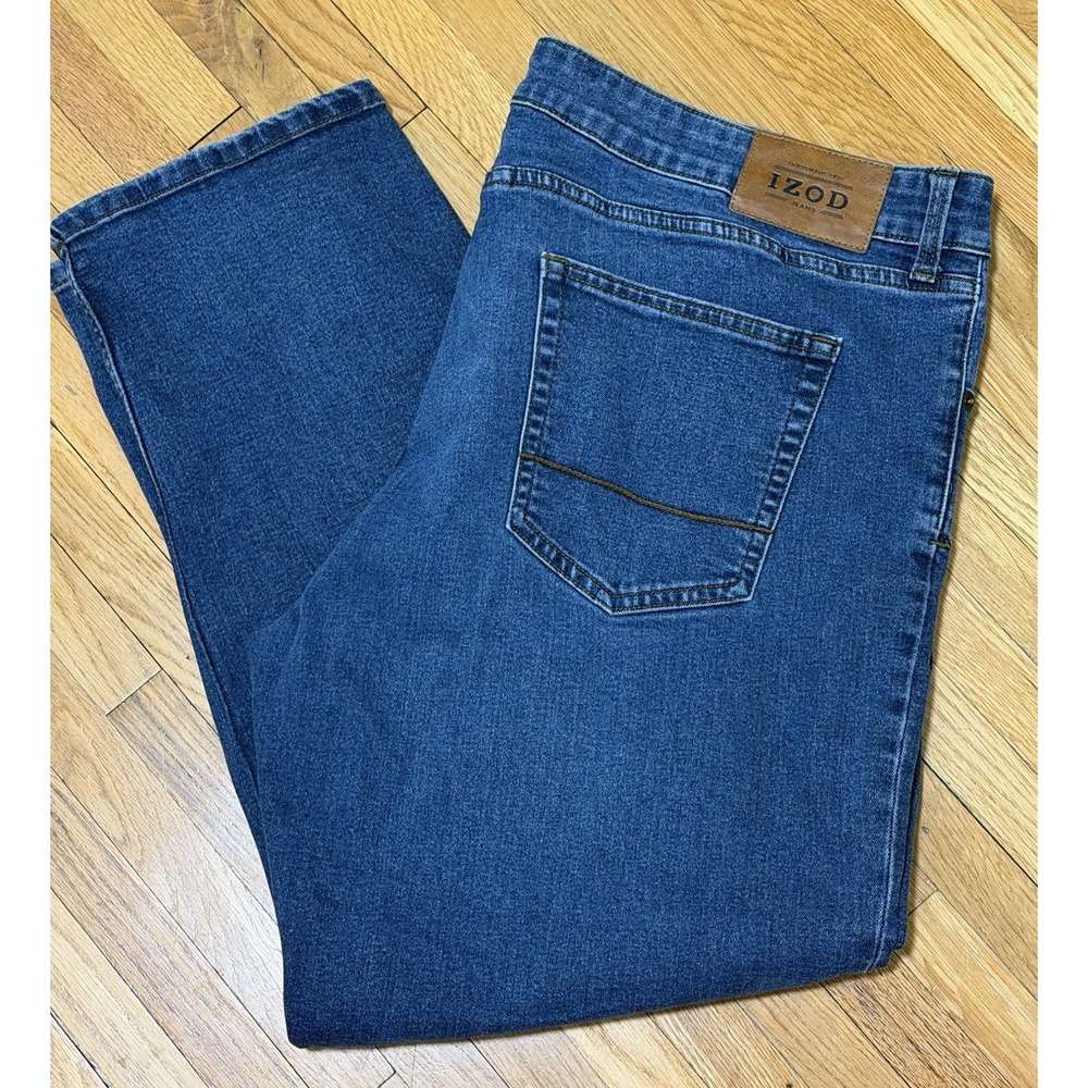 IZOD Saltwater Men's Blue Jeans‎ 40X29 Straight Fit Denim Stretch 5 Pockets